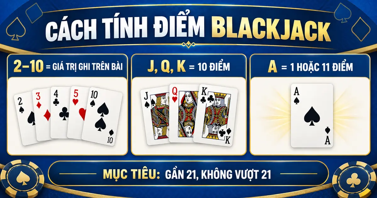 Cách tính điểm Blackjack với lá số lá hình và Át