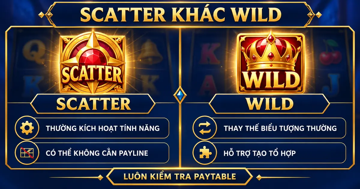 So sánh Scatter và Wild trong game slot