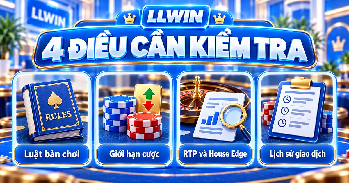 Bốn điều cần kiểm tra tại Casino LLWIN gồm luật bàn, giới hạn cược, RTP và lịch sử giao dịch